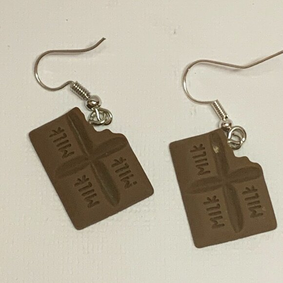 Chocolate Bar Earring. Food Earring, Valentine Earrings, Easter Earring - Picture 1 of 4